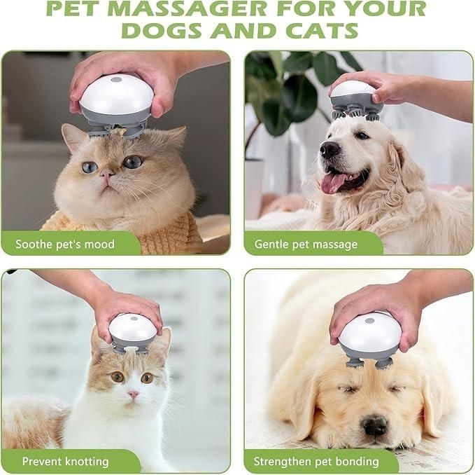 Rechargeable Electric Cat & Pet Massager – Soft Silicone Head Massager for Relaxation & Grooming