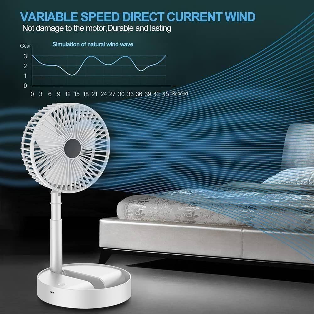 Smart Rechargeable Telescopic Pedestal Fan – Adjustable Height & Wireless Cooling