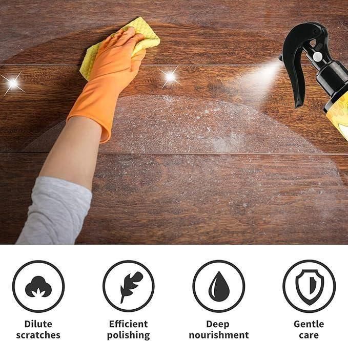 Natural Beeswax Wood Polish & Cleaner Spray – 2 Bottles + 1 Trigger | Deep Cleans & Restores Shine | 120ml Each
