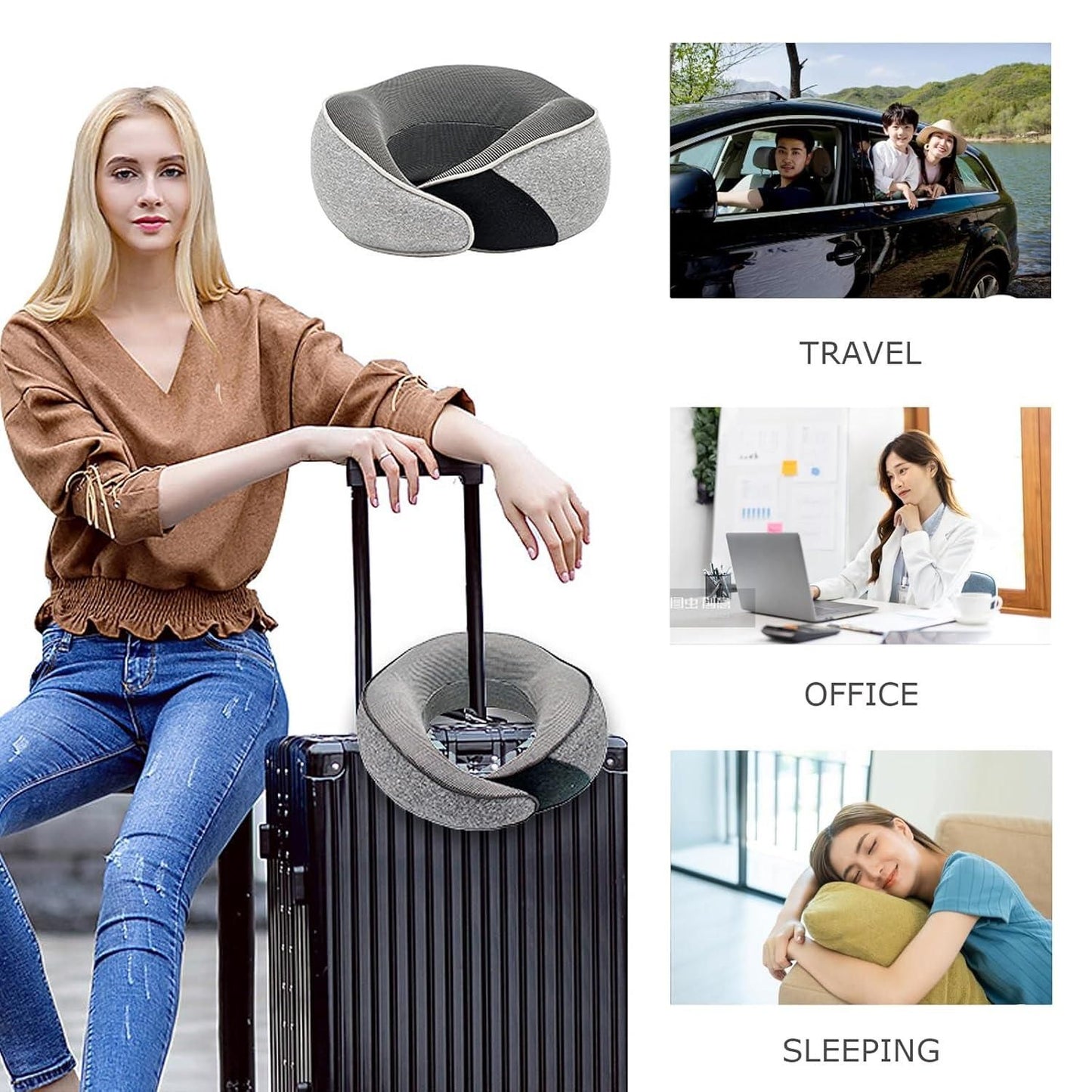 Wander Plus™ Ergonomic Memory Foam Travel Neck Pillow – Compact, Compressible & Ultra-Soft