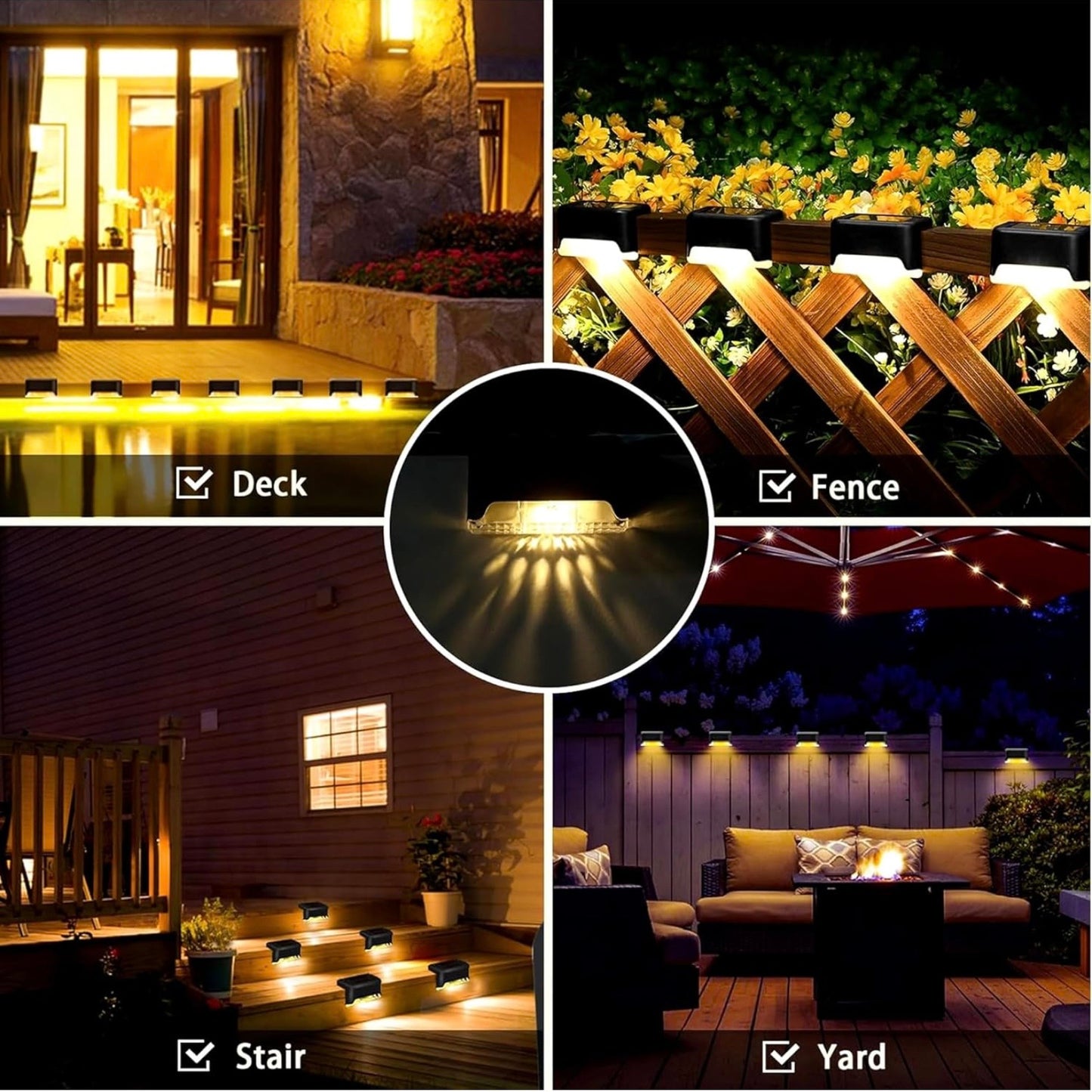SetMart’s Solar Glow™ – Waterproof Deck & Pathway Lights, 4-Pack